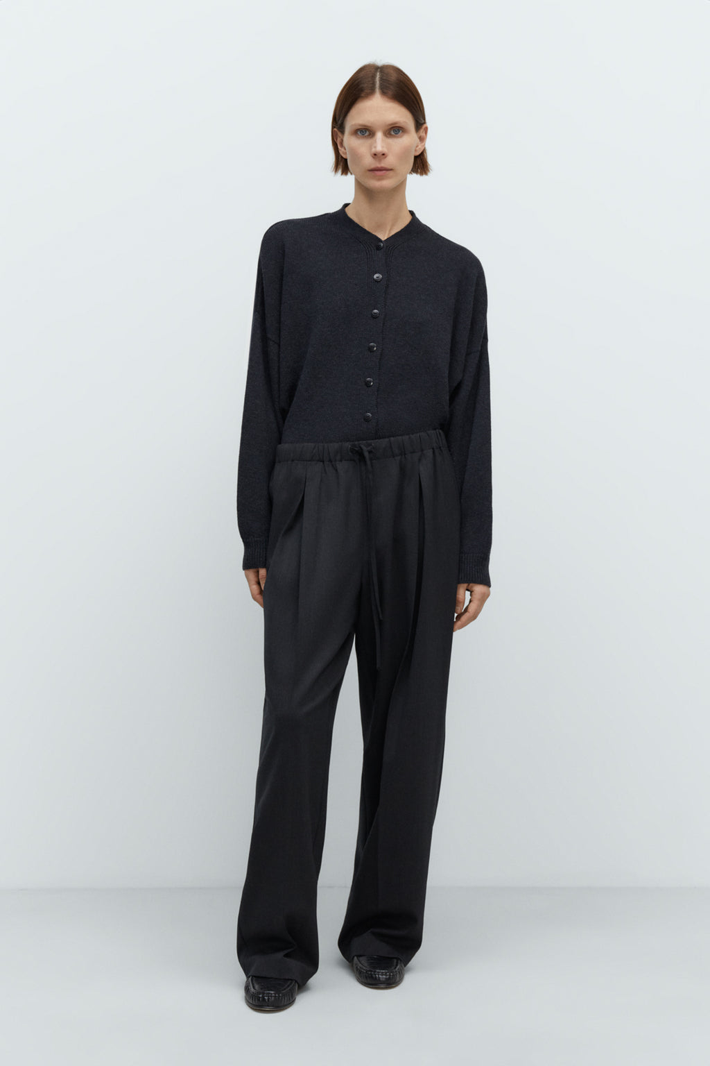 CORDERA - Pleated relaxed pants anthracite