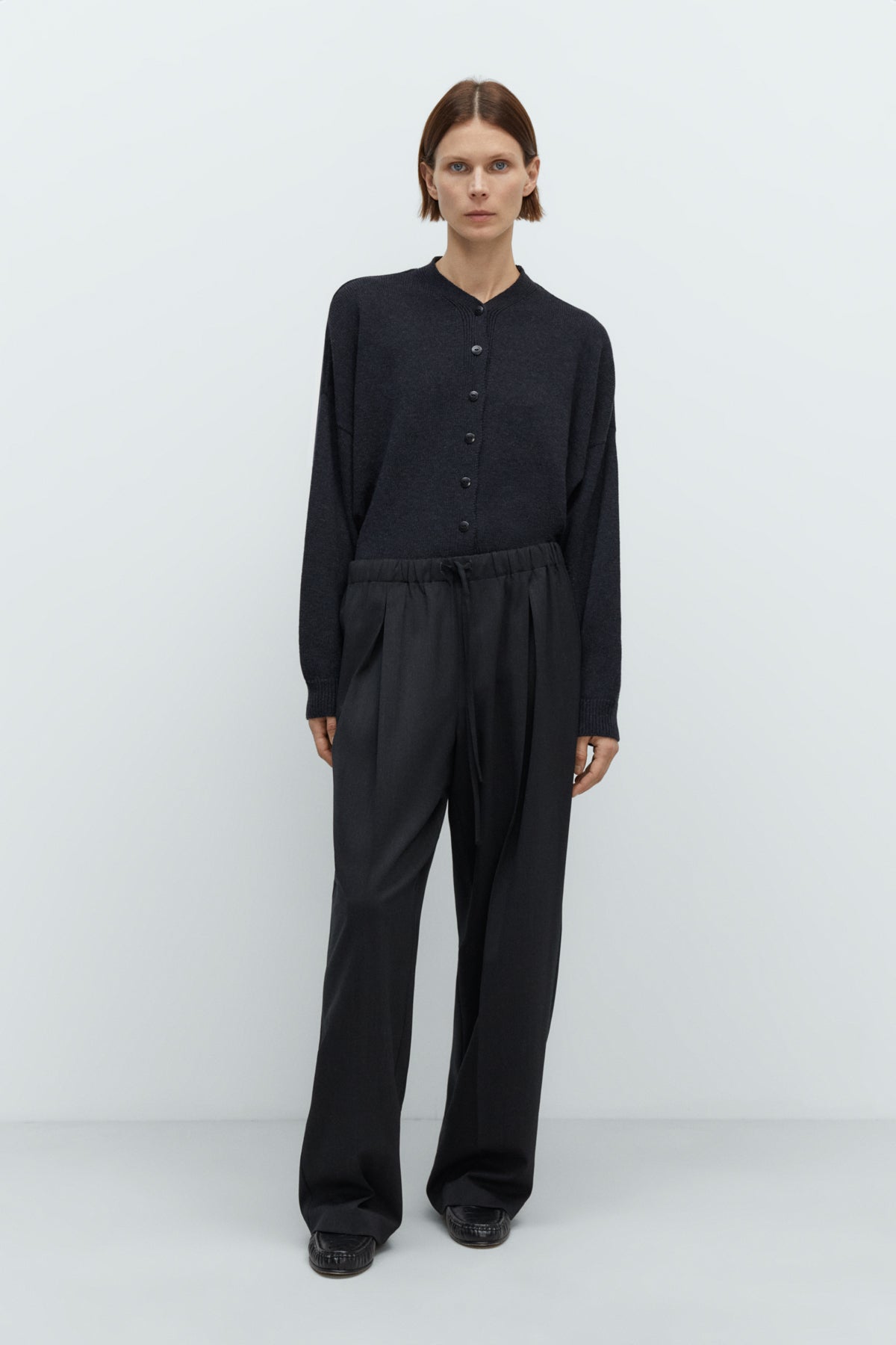 CORDERA - Pleated relaxed pants anthracite