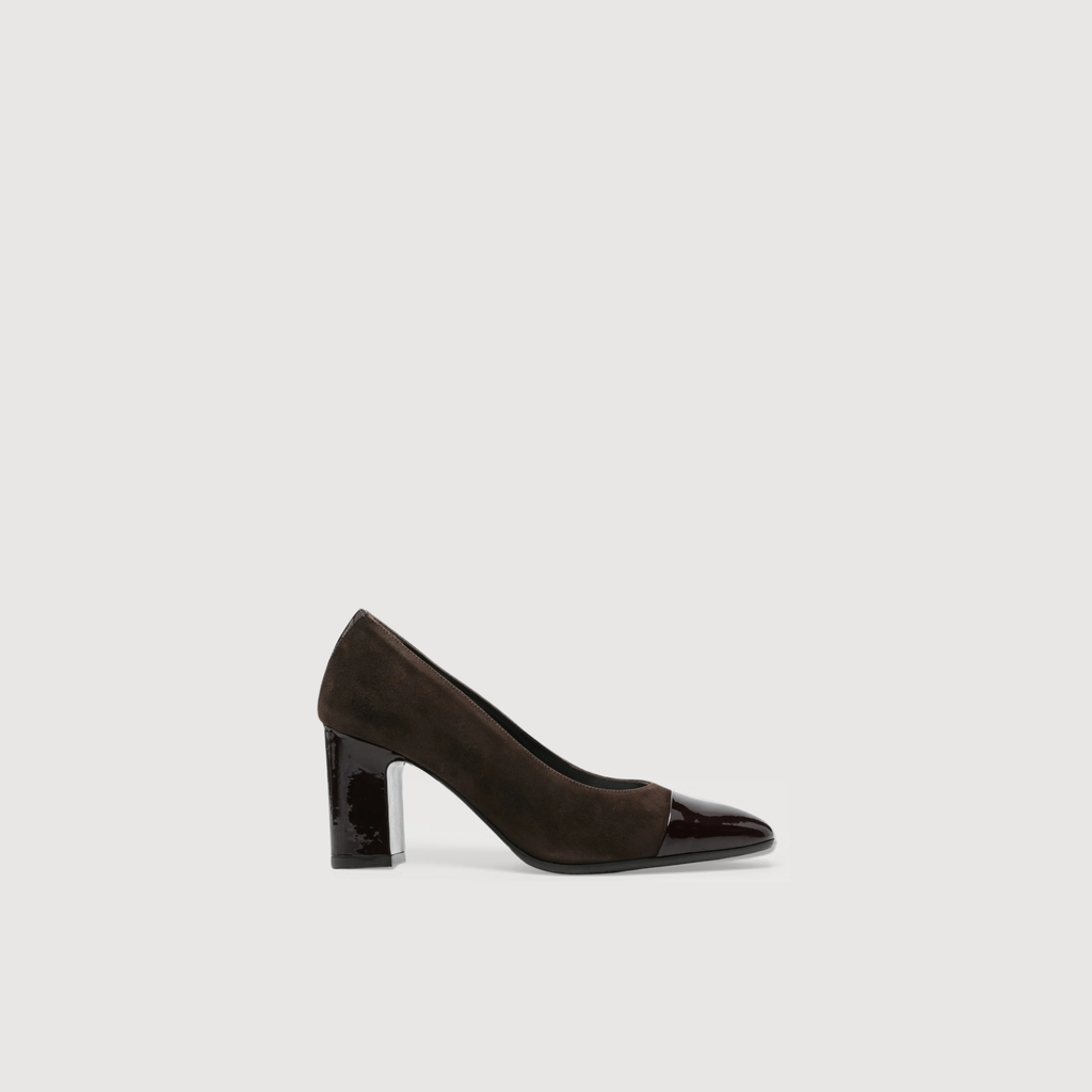 CAREL - Rosana escarpins velours et cuir verni marron