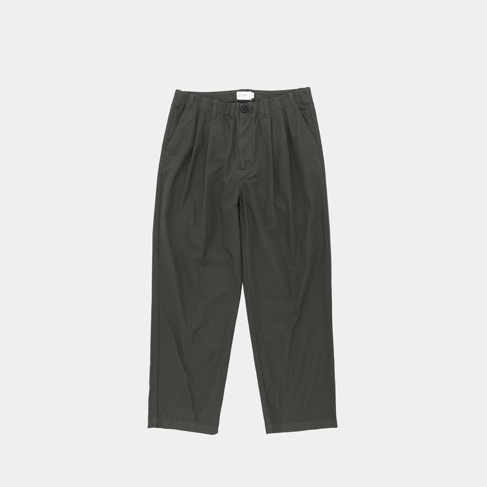 STILL BY HAND - Garment dye 2 pleats pant dark olive Pto1261os