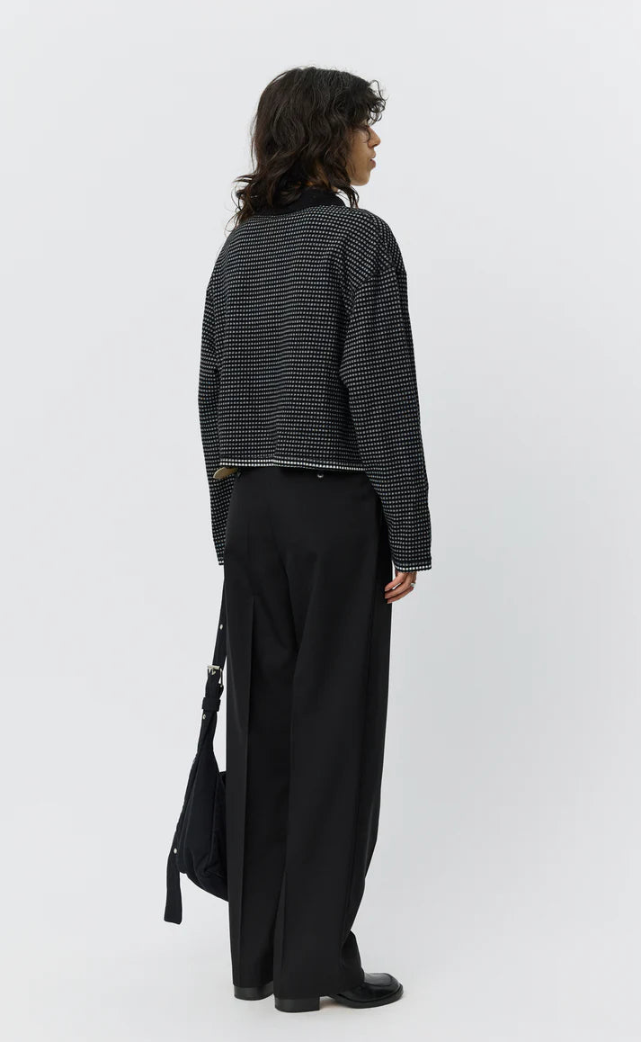 MFPEN - cropped ls polo black experienced check