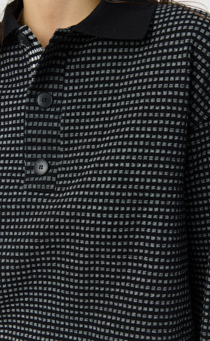 MFPEN - cropped ls polo black experienced check