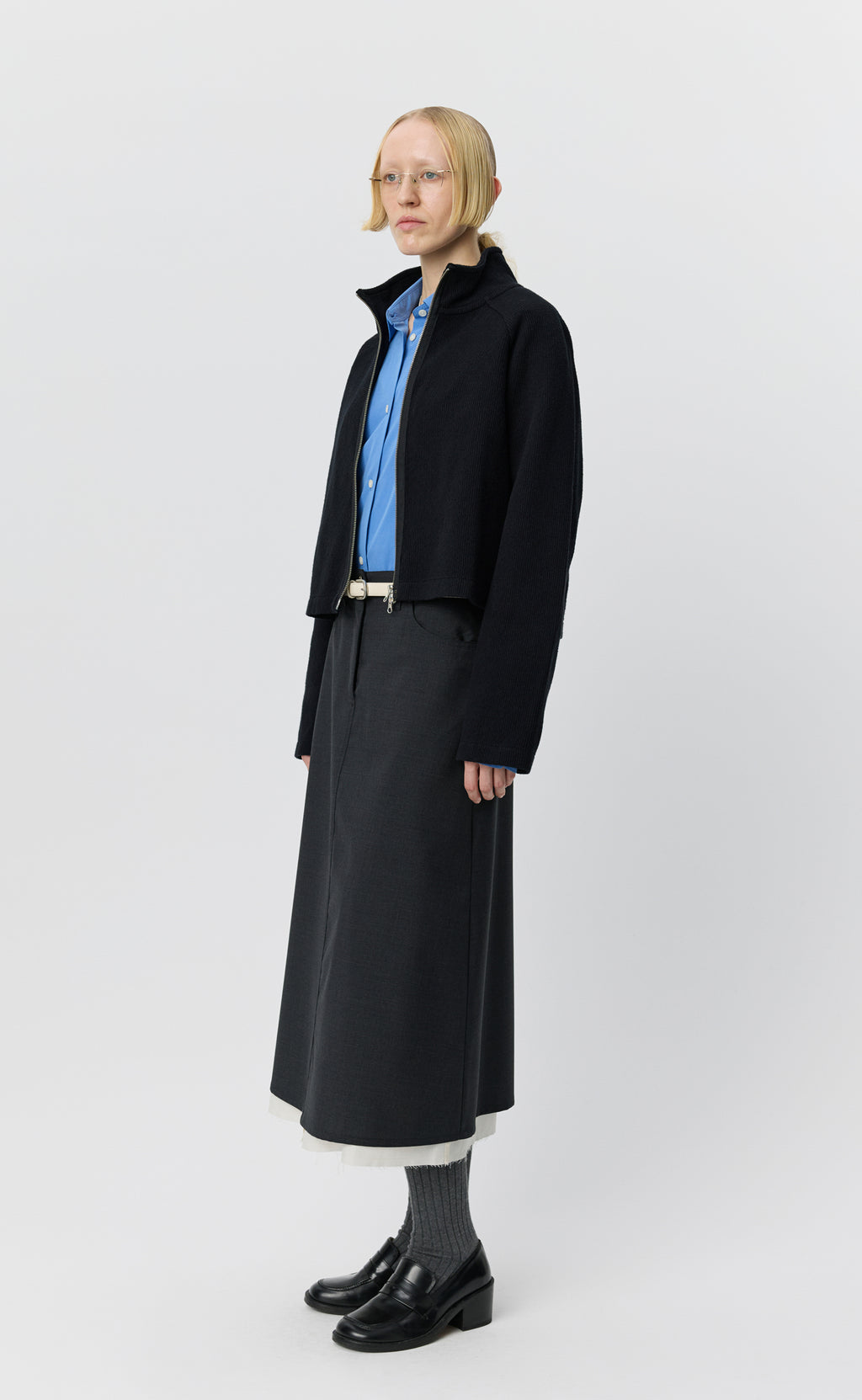 MFPEN - Cropped Leisure zip up Black