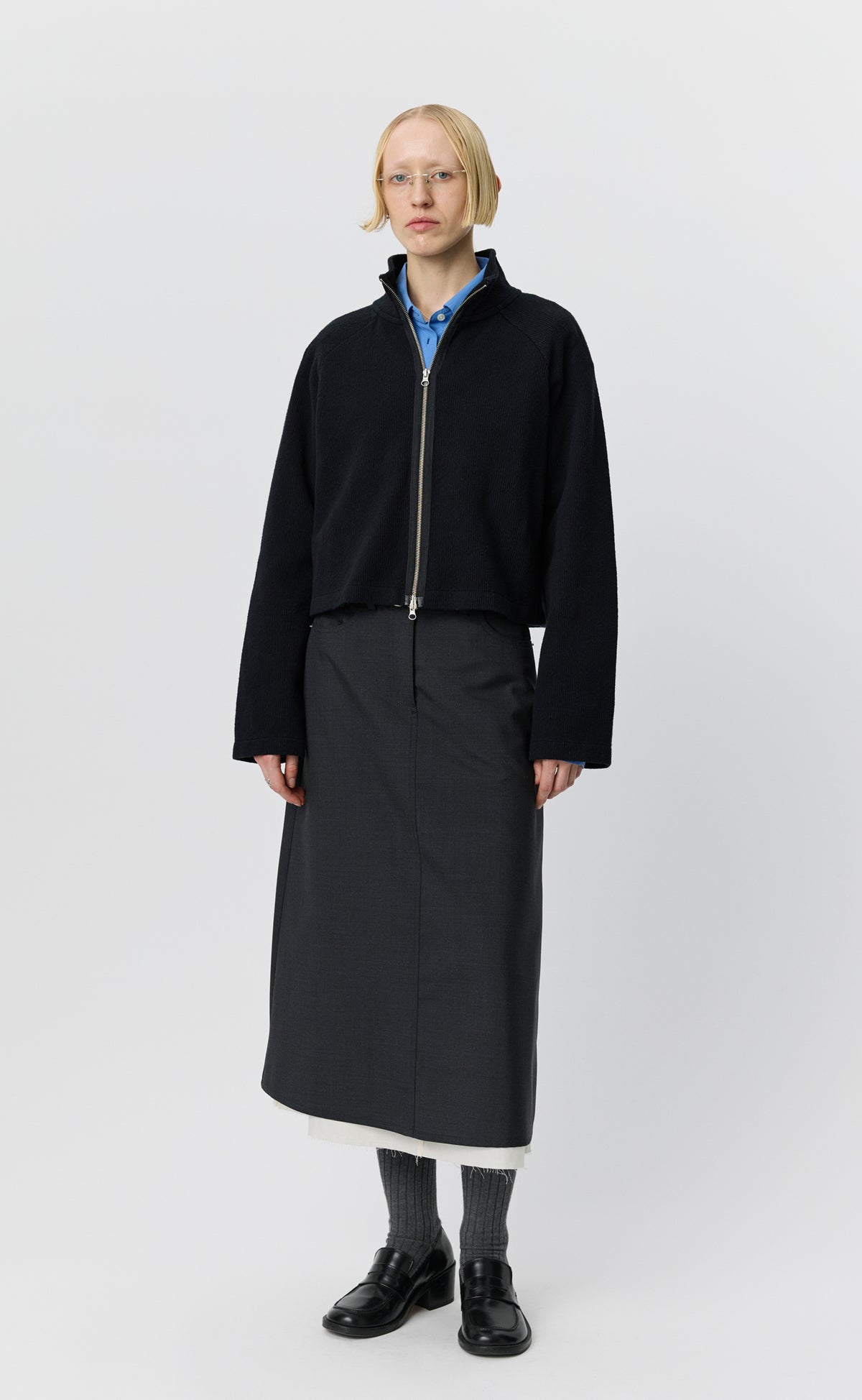 MFPEN - Cropped Leisure zip up Black
