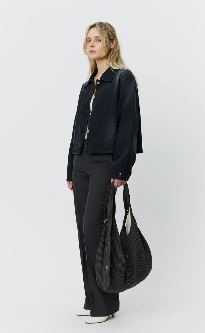 MFPEN - eyelet shoulder bag dark linen