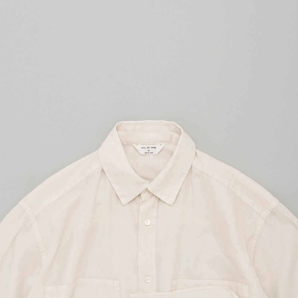 STILL BY HAND - Garment dye over-shirt ecru Sho5261os