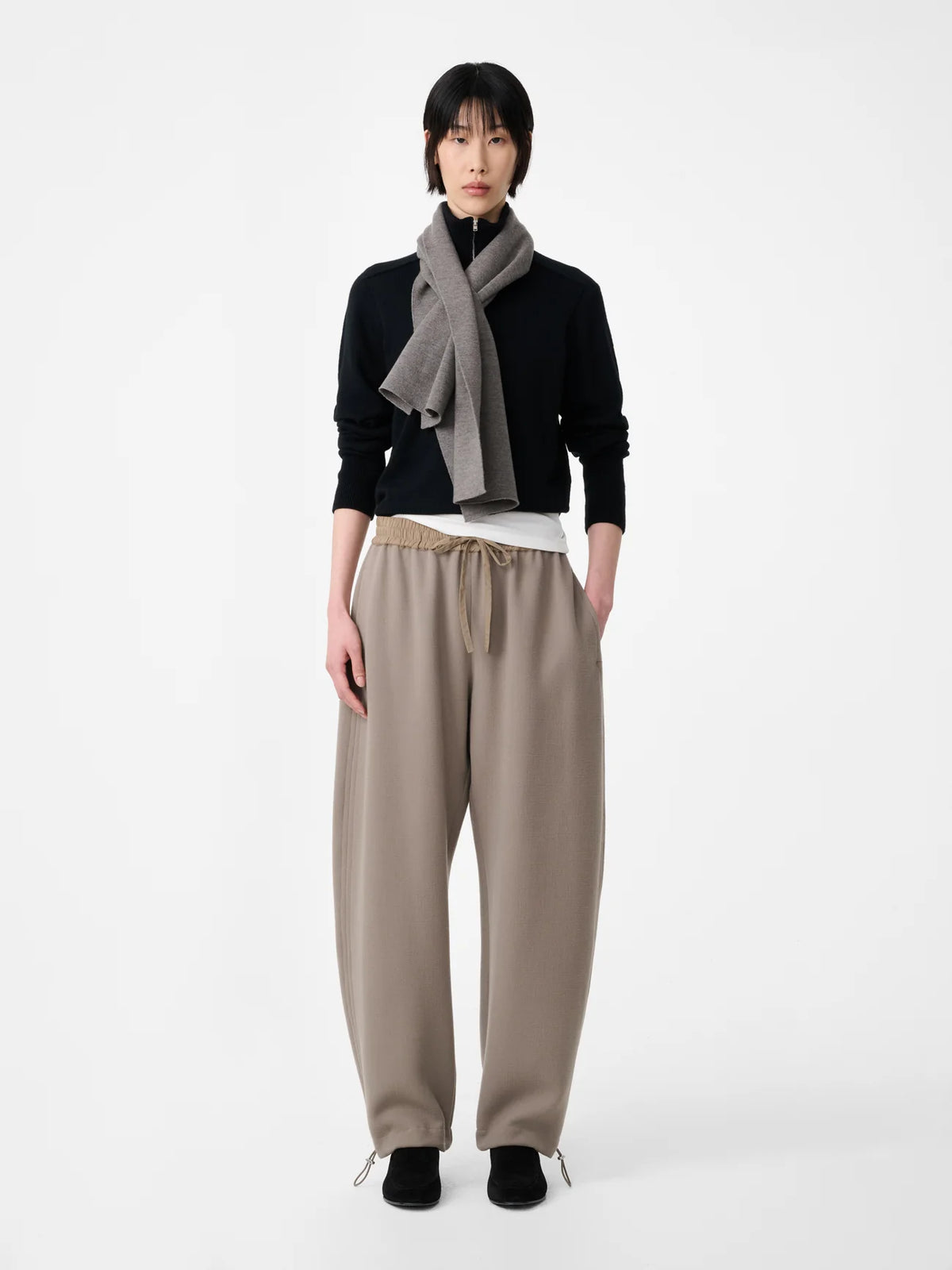STUDIO NICHOLSON - Farr Wool Drawstring Pant Taupe