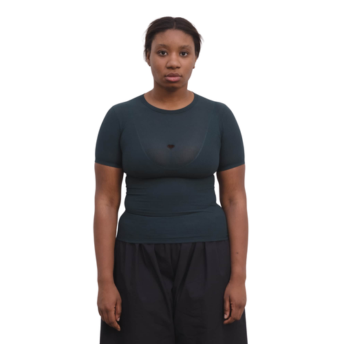 BASERANGE - Heart tee-shirt organic cotton rib Hirsu green