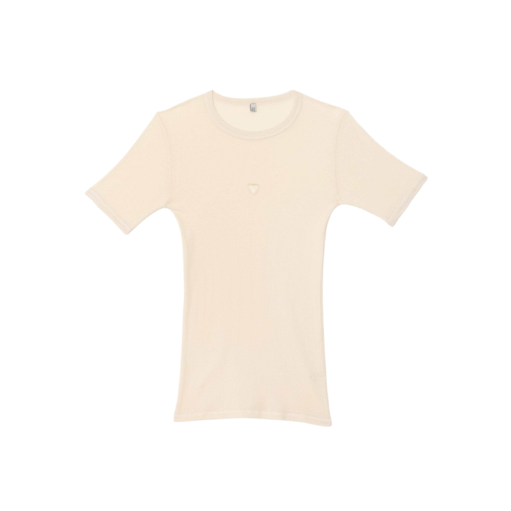 BASERANGE - Heart tee-shirt organic cotton rib Undyed