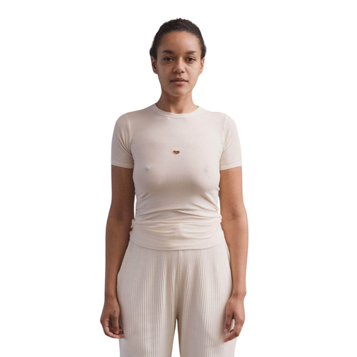 BASERANGE - Heart tee-shirt organic cotton rib Undyed