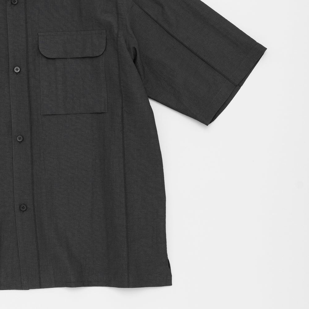 STILL BY HAND - Pin tuck half sleeve shirt charcoal Sho7261os