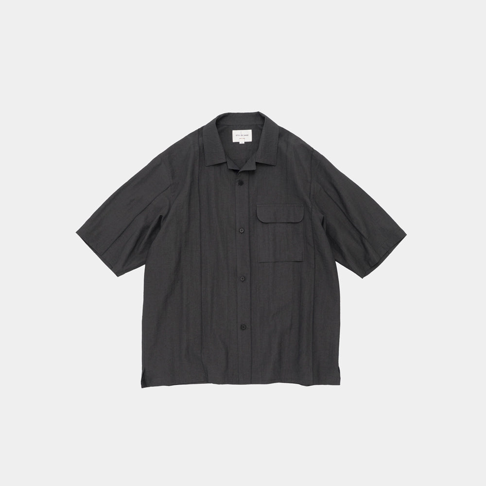 STILL BY HAND - Pin tuck half sleeve shirt charcoal Sho7261os