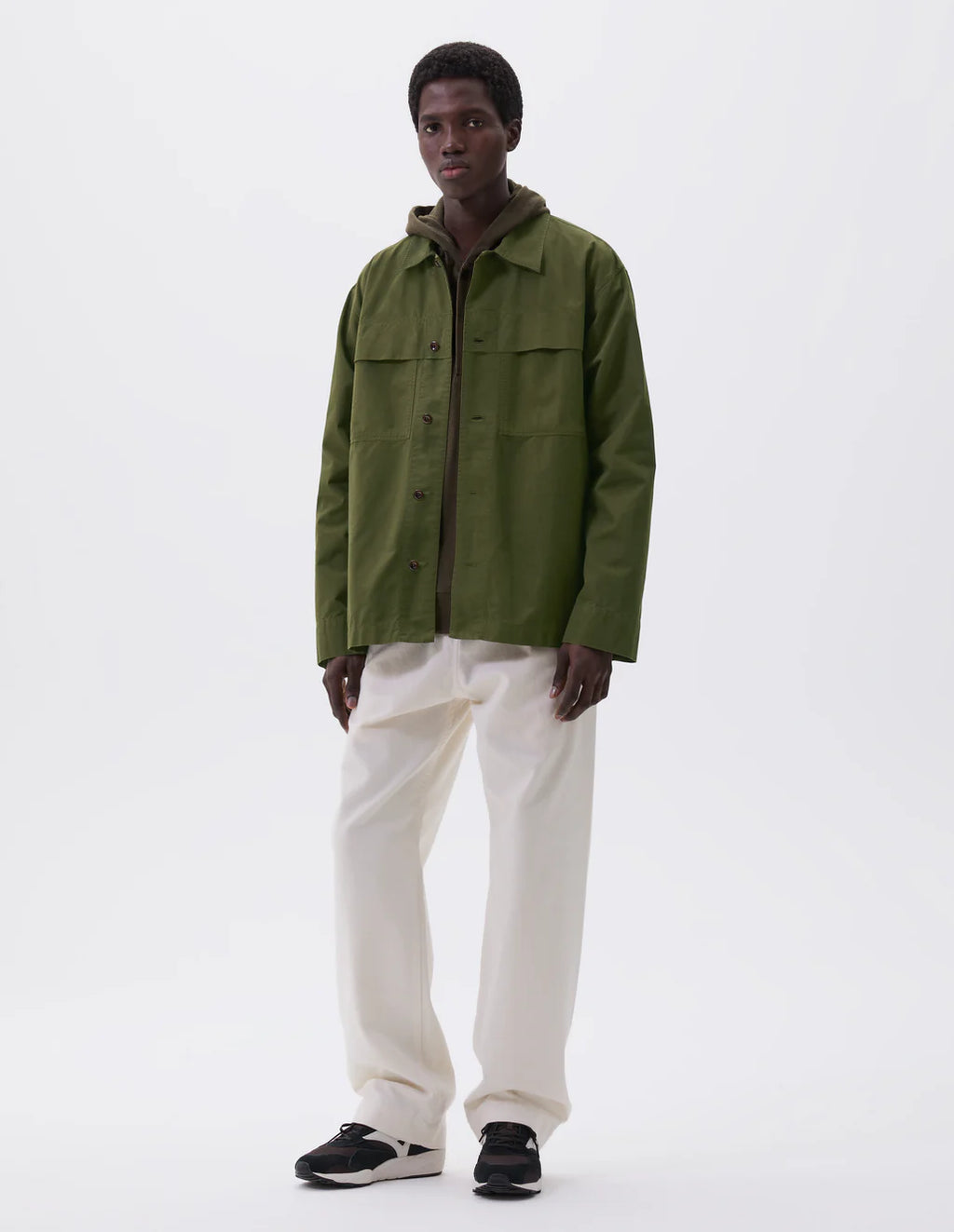 MHL. - Storm flap shirt brushed cotton twill seawed