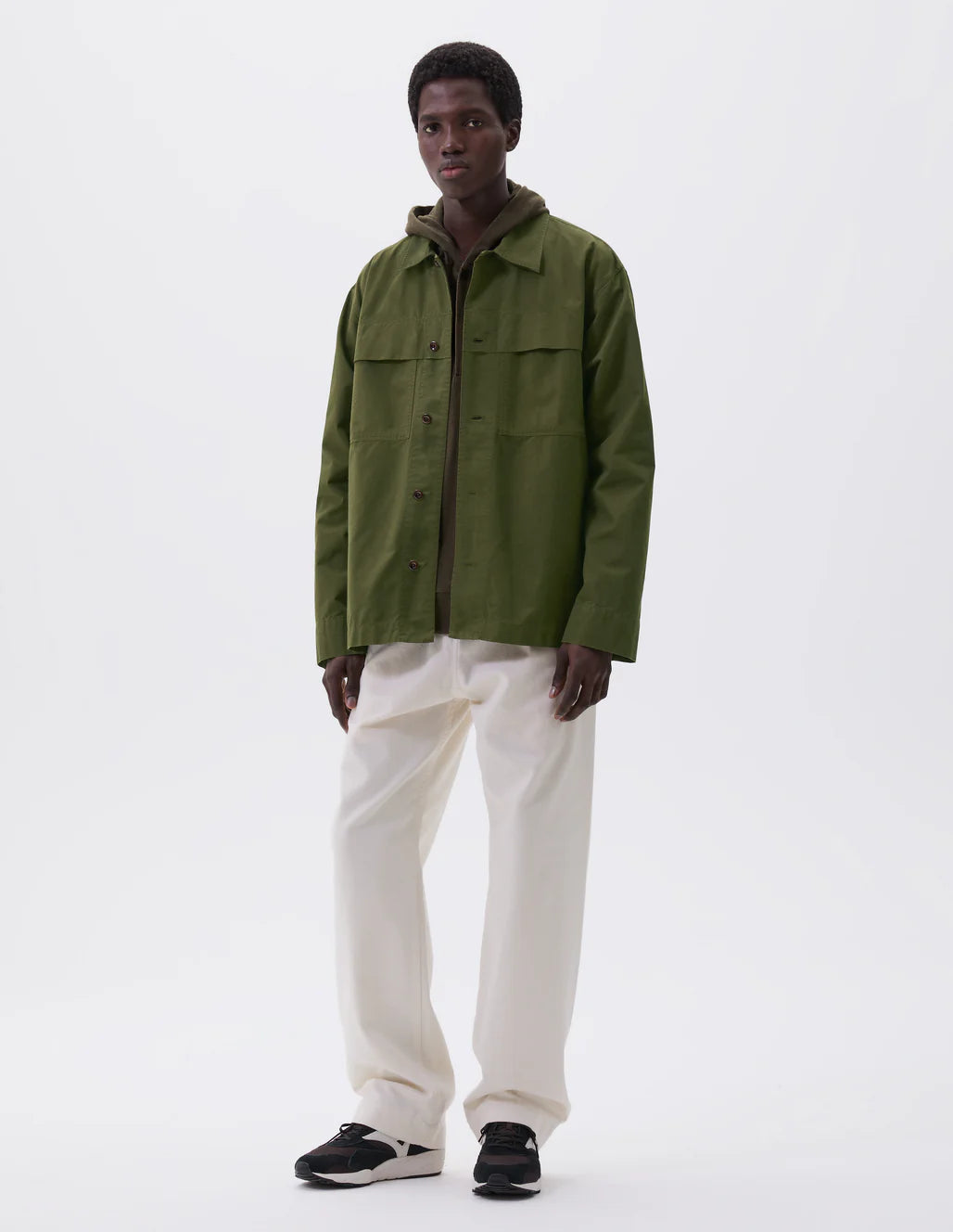 MHL. - Storm flap shirt brushed cotton twill seawed