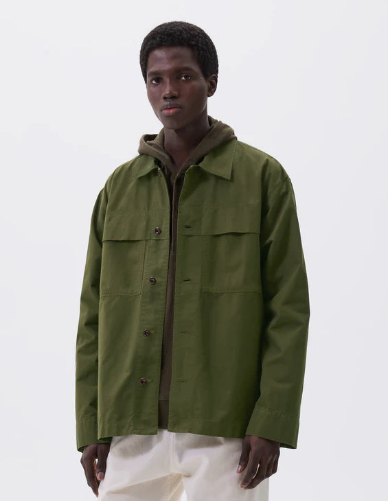 MHL. - Storm flap shirt brushed cotton twill seawed