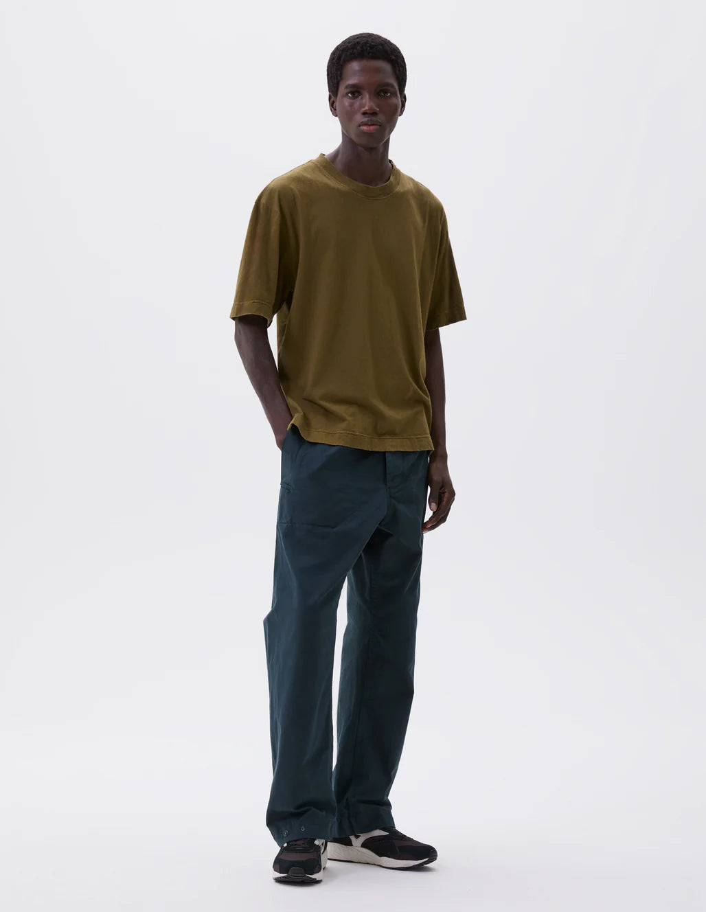 MHL. - Press trousers double twisted cotton canvas petrol