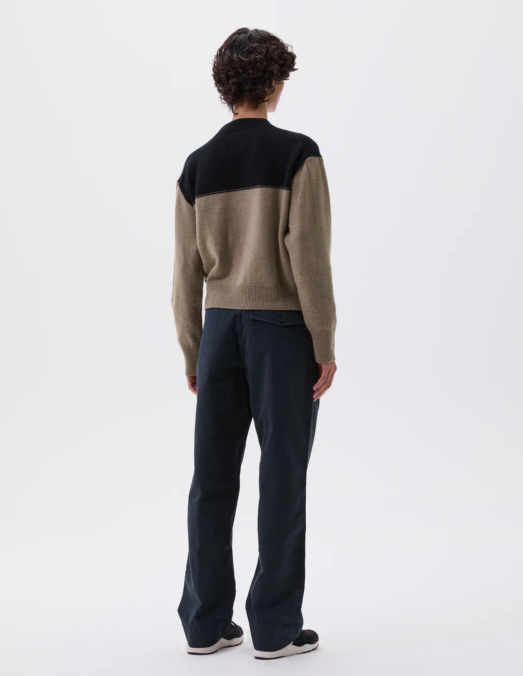 MHL. - Colour block jumper lambswool black linen