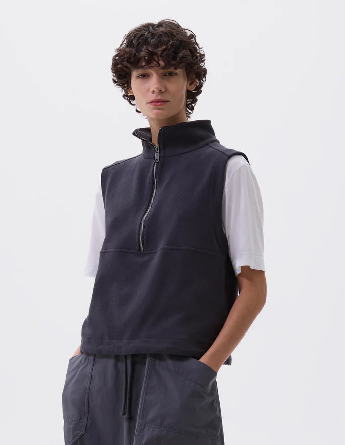MHL. - Sleeveless track top lightweight loopback ink