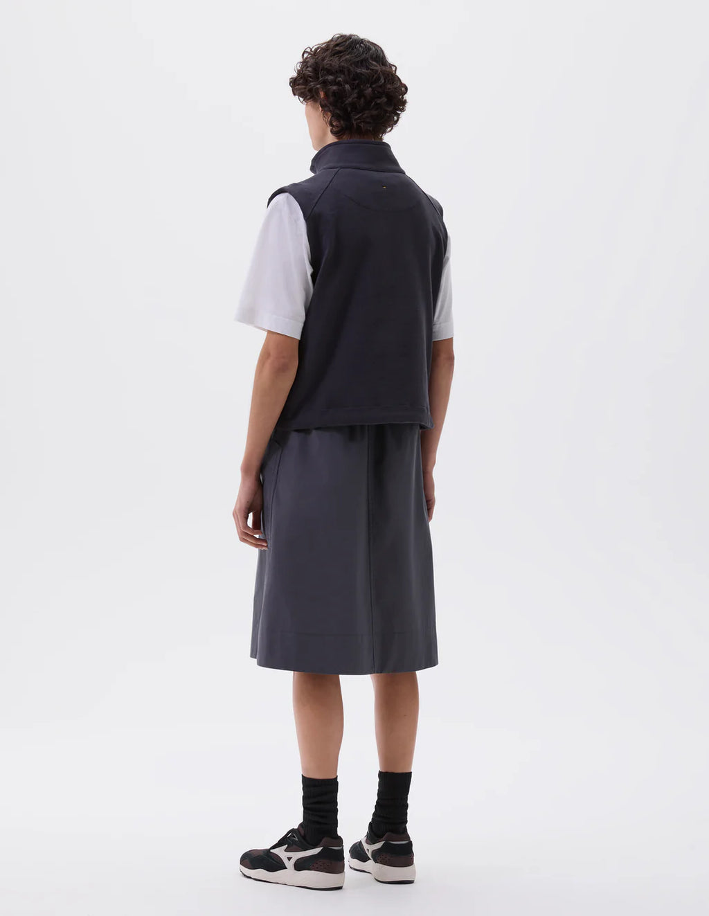 MHL. - Sleeveless track top lightweight loopback ink