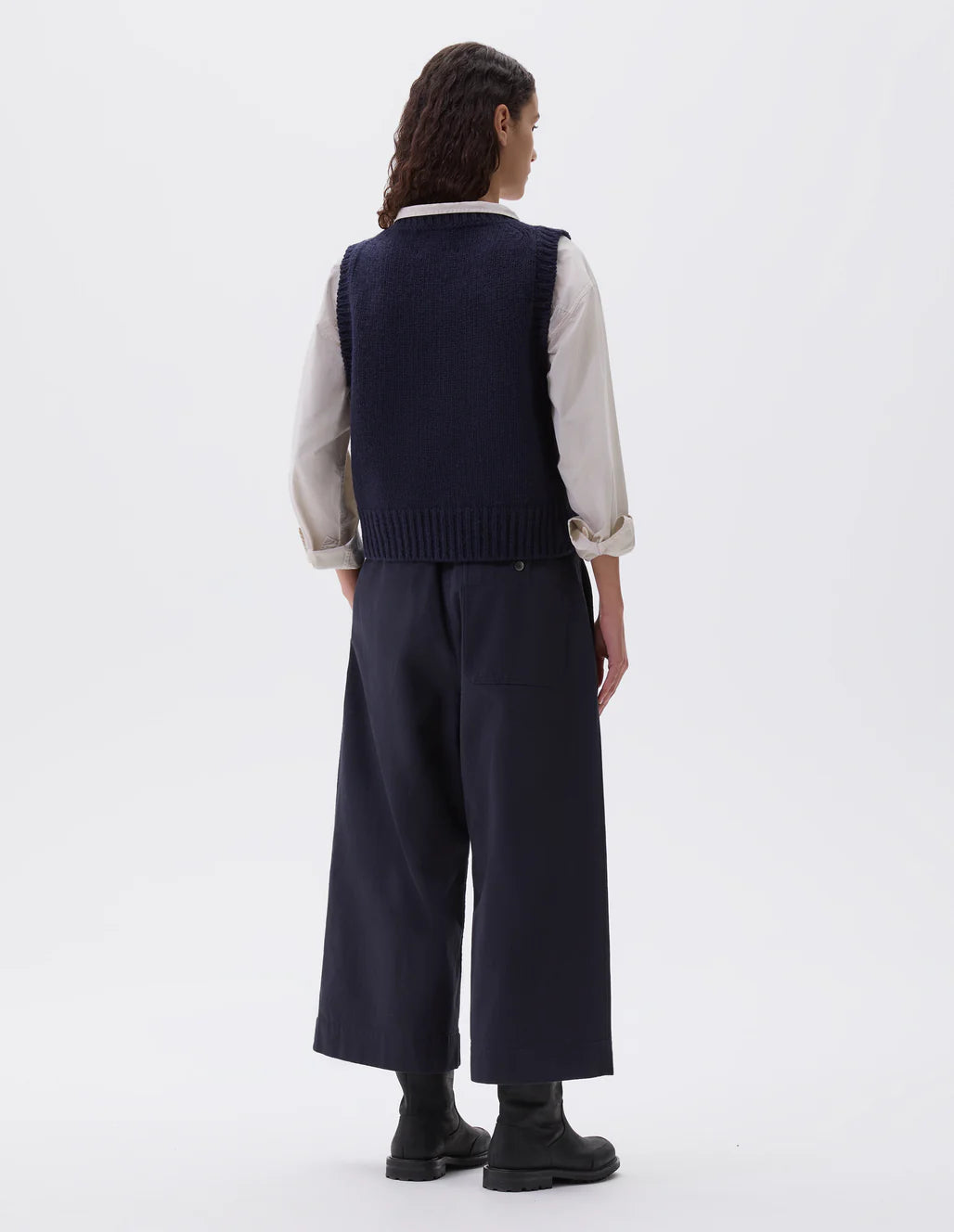 MHL. - Pleated culottes worn cotton drill ink