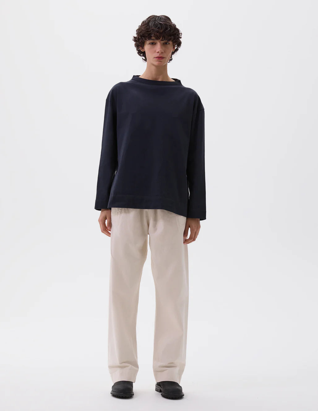 MHL. - Smock neck t-shirt dense cotton jersey ink