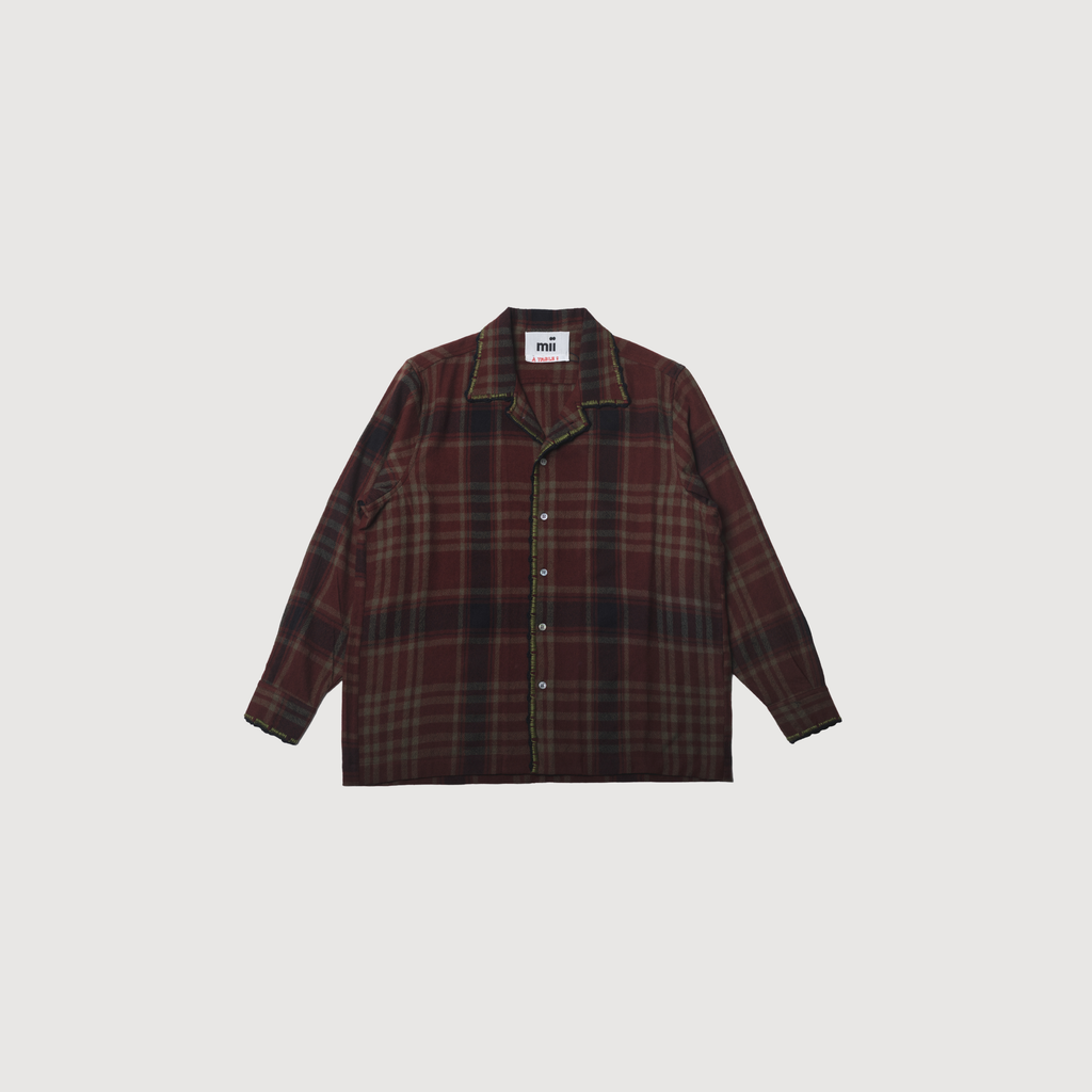 Mii - Shirt handwoven check pattern bordeaux