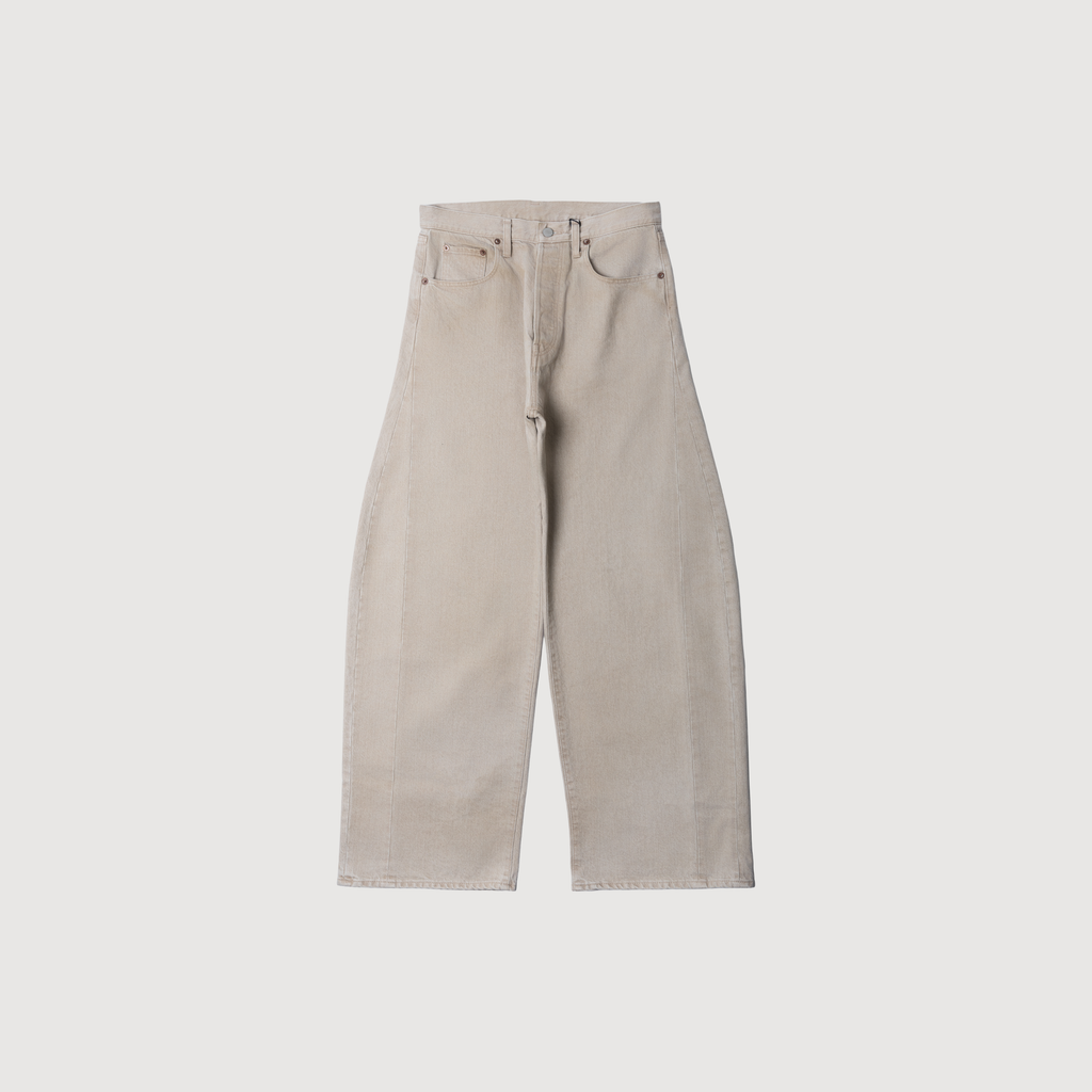 SSSTEIN - Deformation wide color denim pants beige