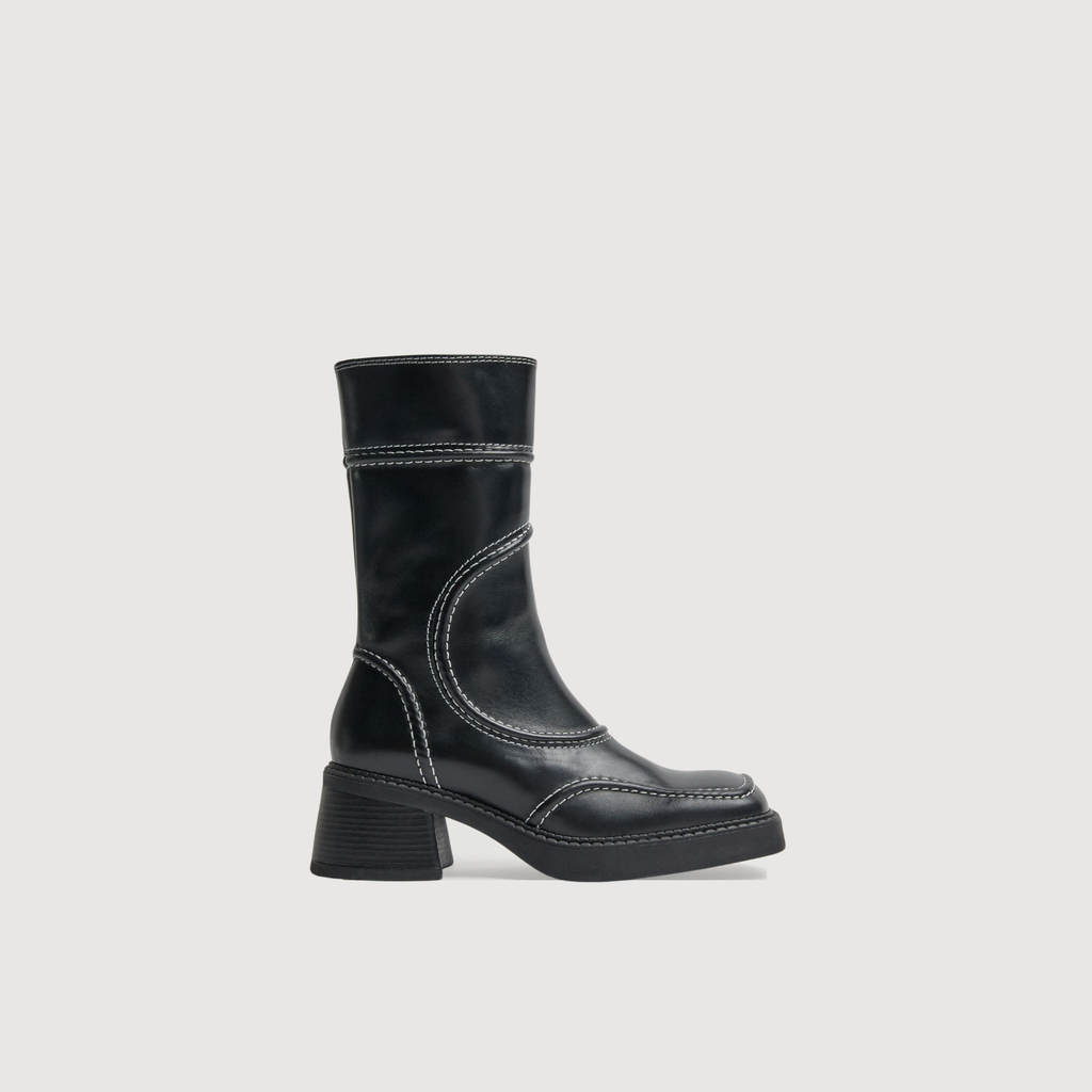 MIISTA - Malene boots black leather white stitching