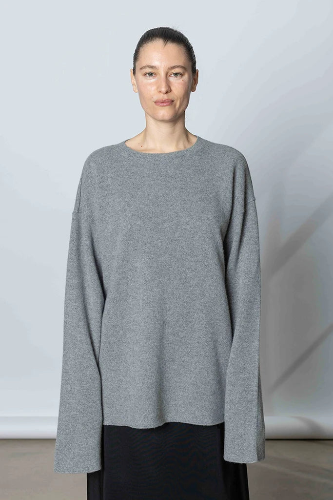 SOFIE D'HOORE - Pullover c-neck long sleeves Miles grey melange
