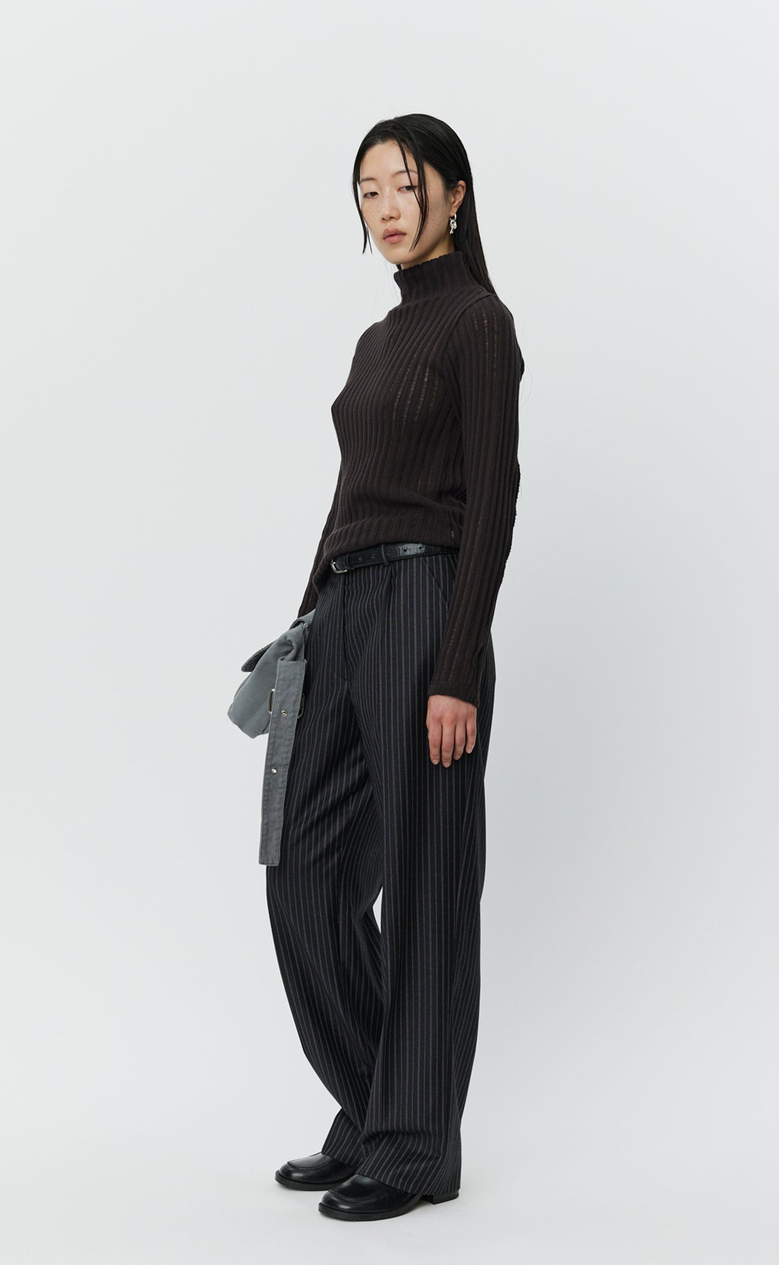 MFPEN - Mock neck top dark brown MFPEN