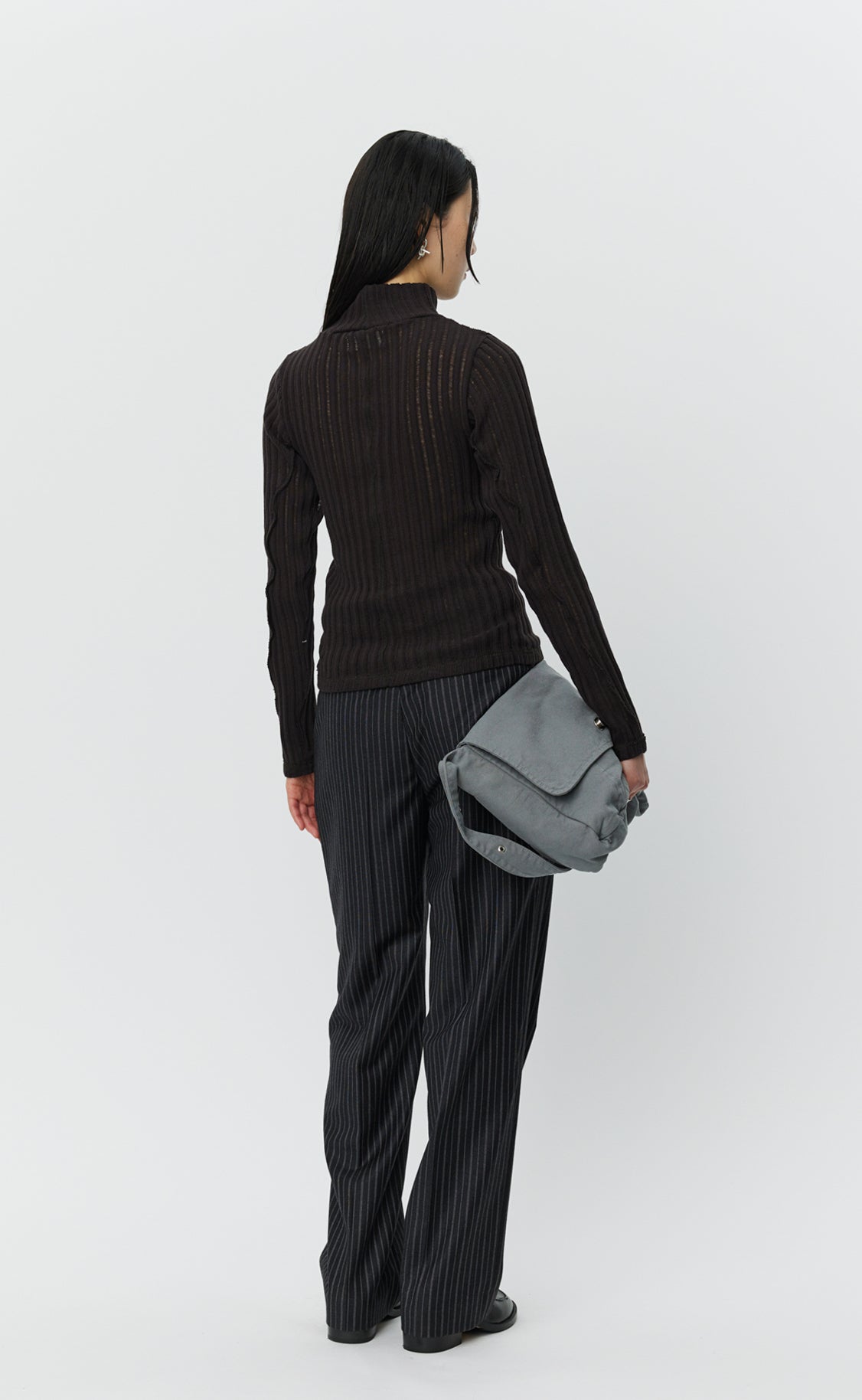 MFPEN - Mock neck top dark brown MFPEN