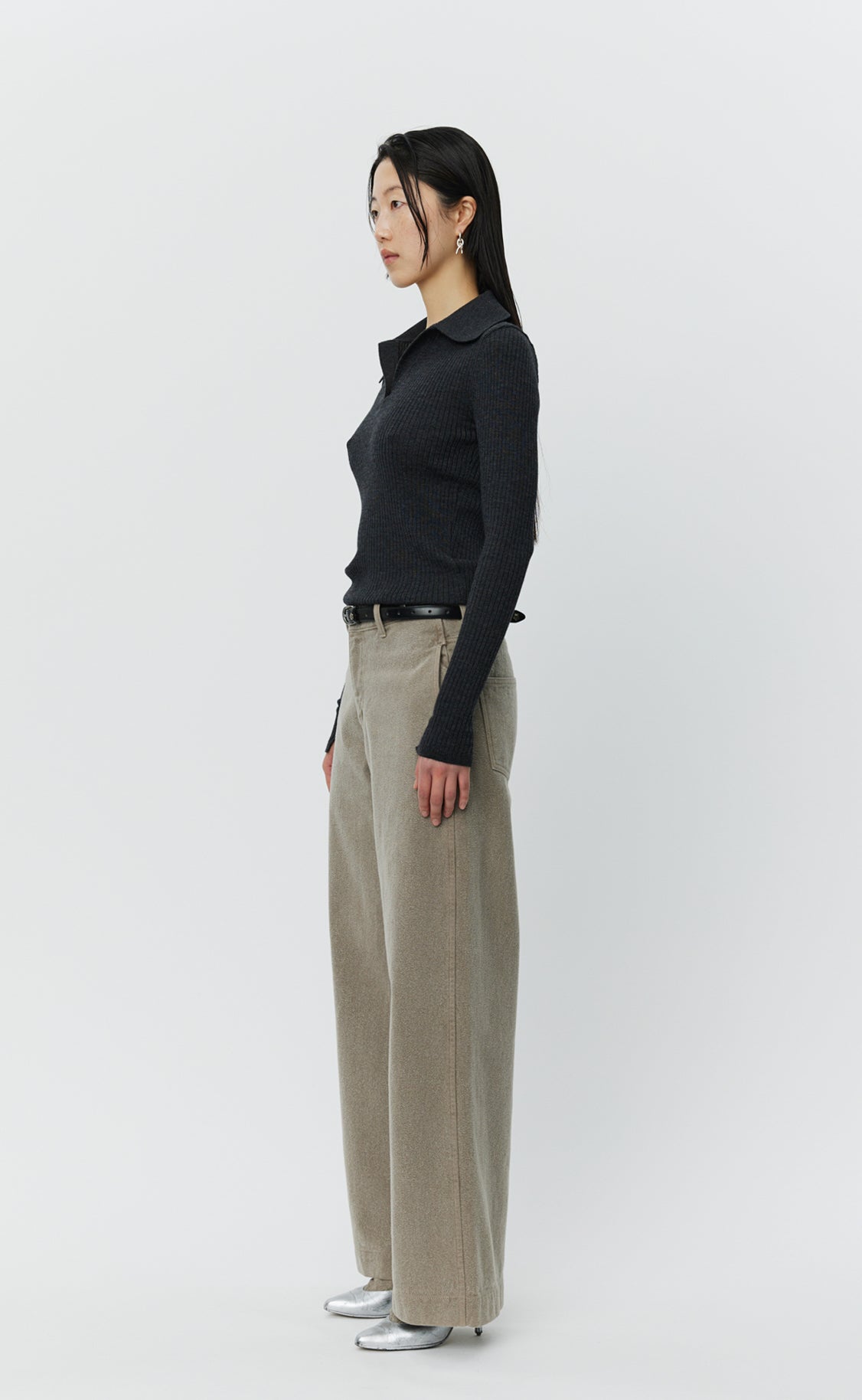 MFPEN - Open placket polo dark grey MFPEN