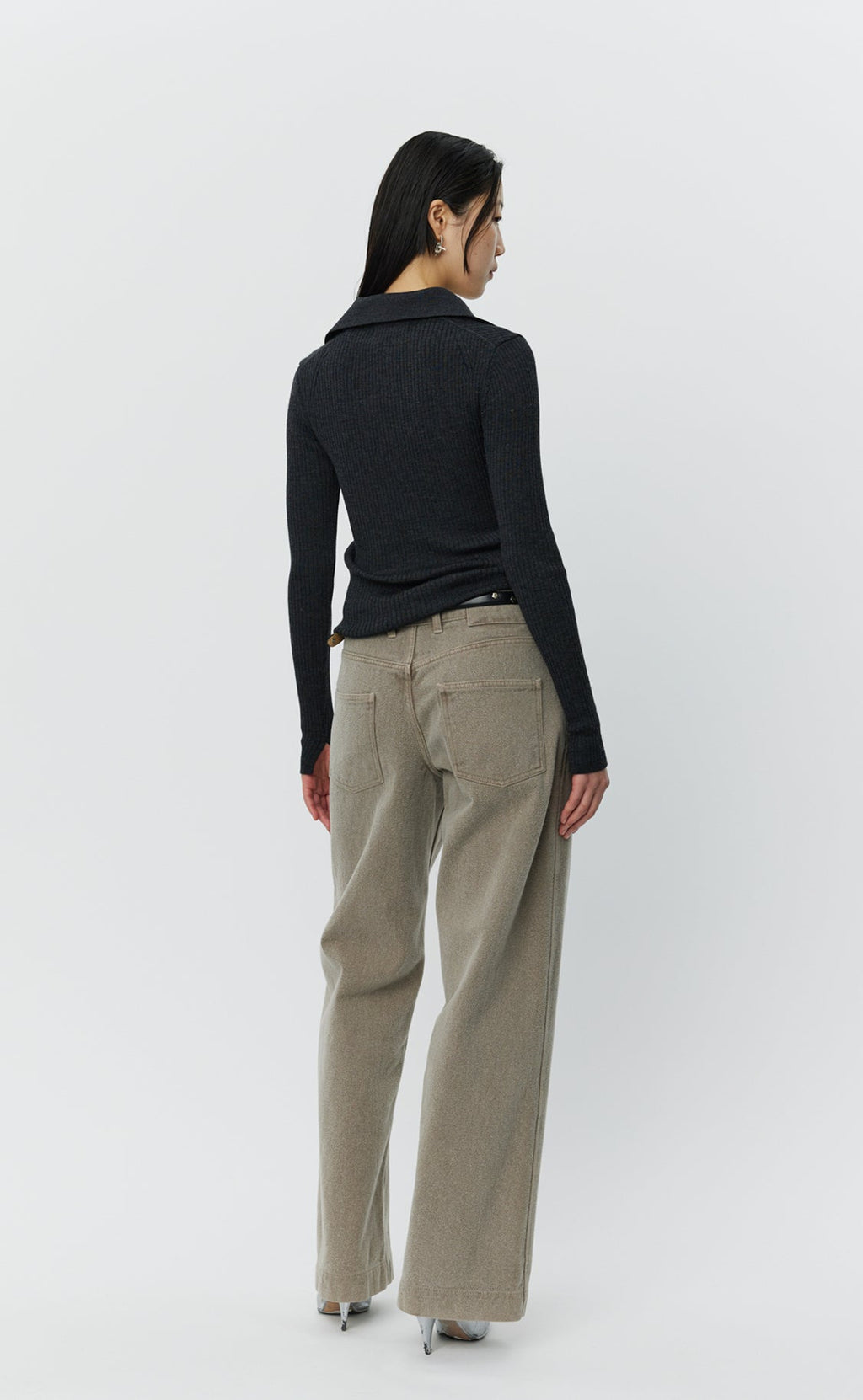 MFPEN - Open placket polo dark grey MFPEN