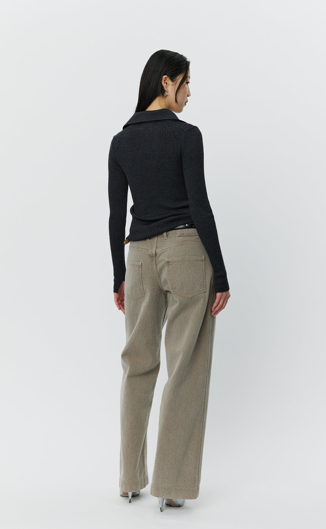 MFPEN - Open placket polo dark grey MFPEN