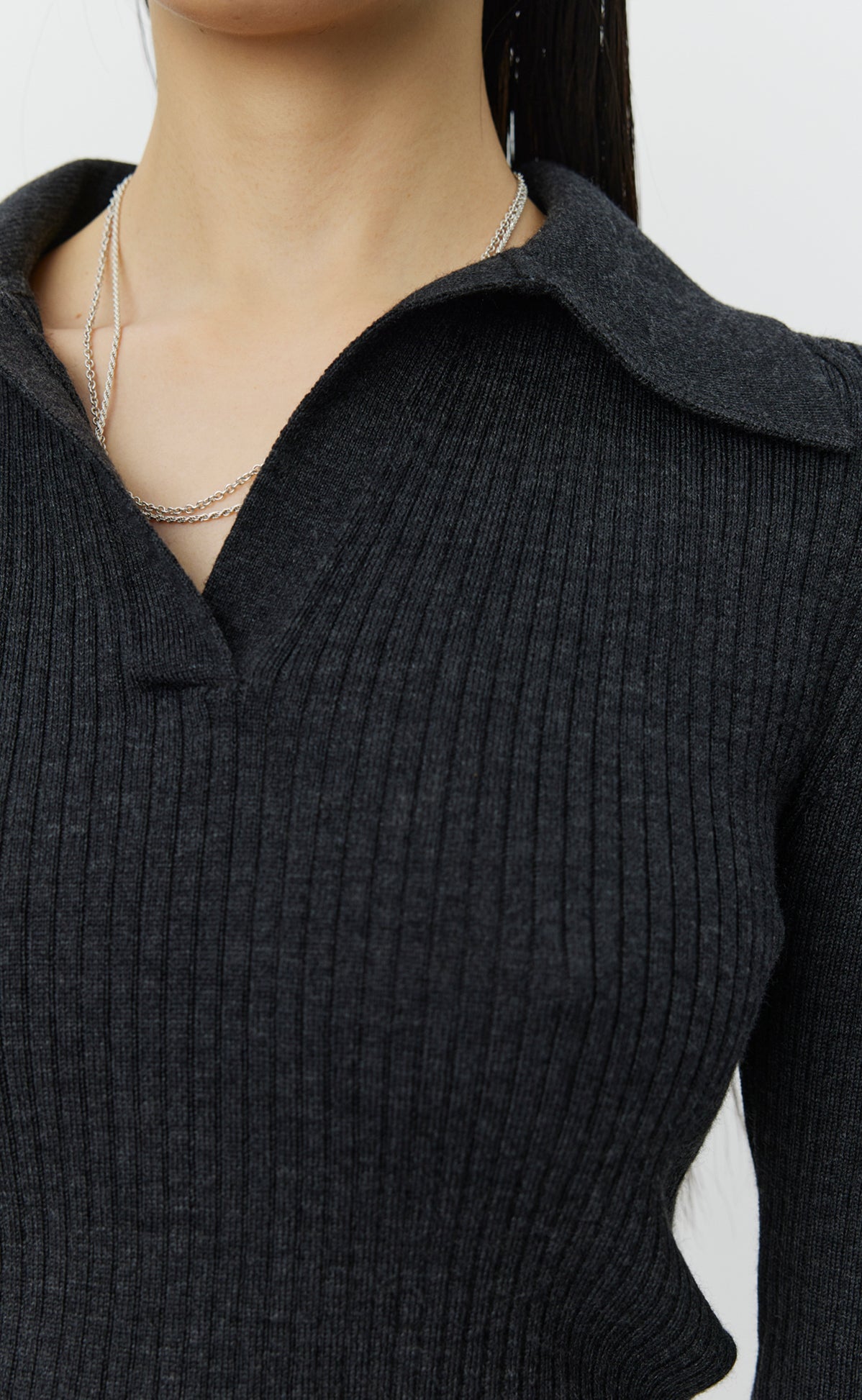 MFPEN - Open placket polo dark grey MFPEN