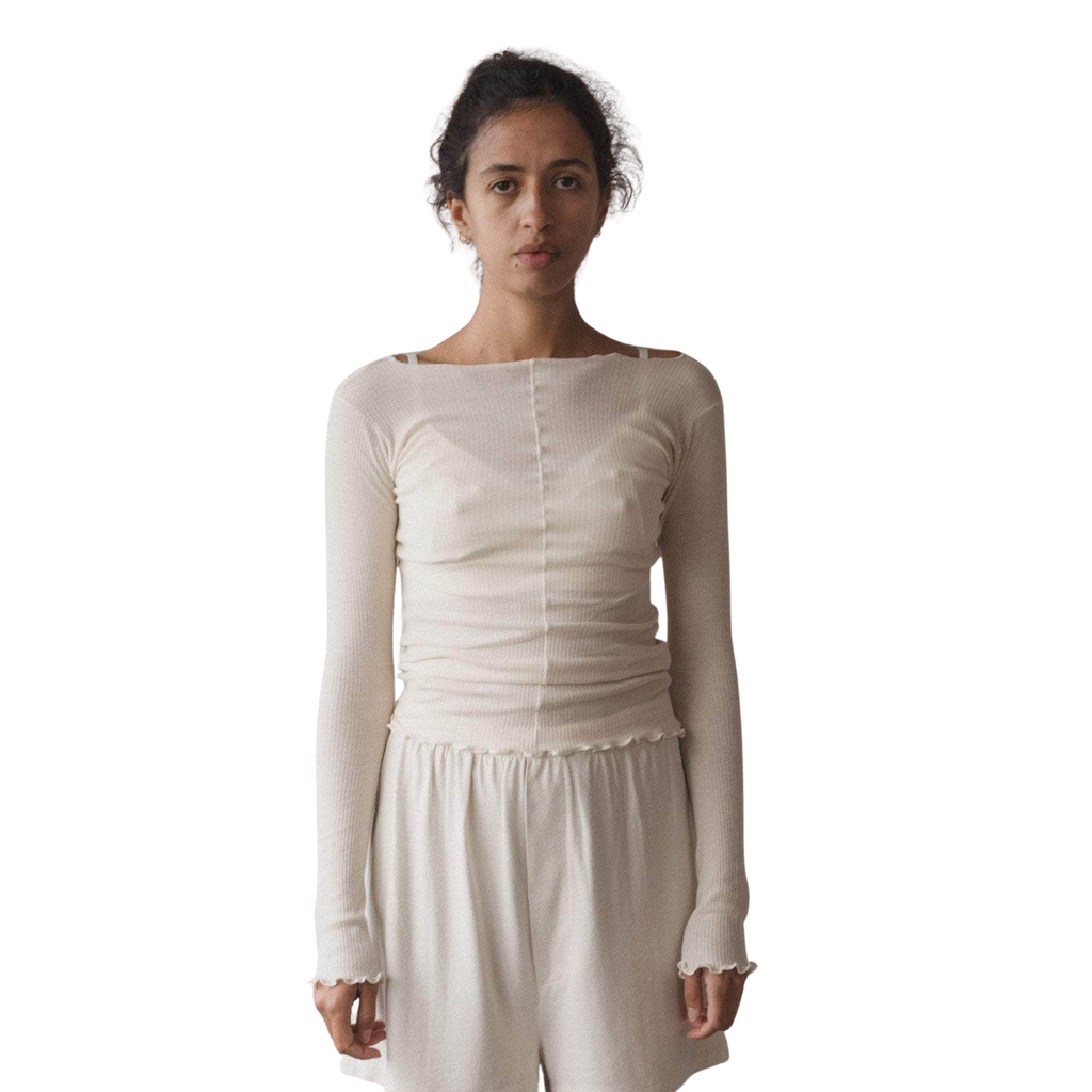 BASERANGE - Pama long sleeve cotton rib Off white