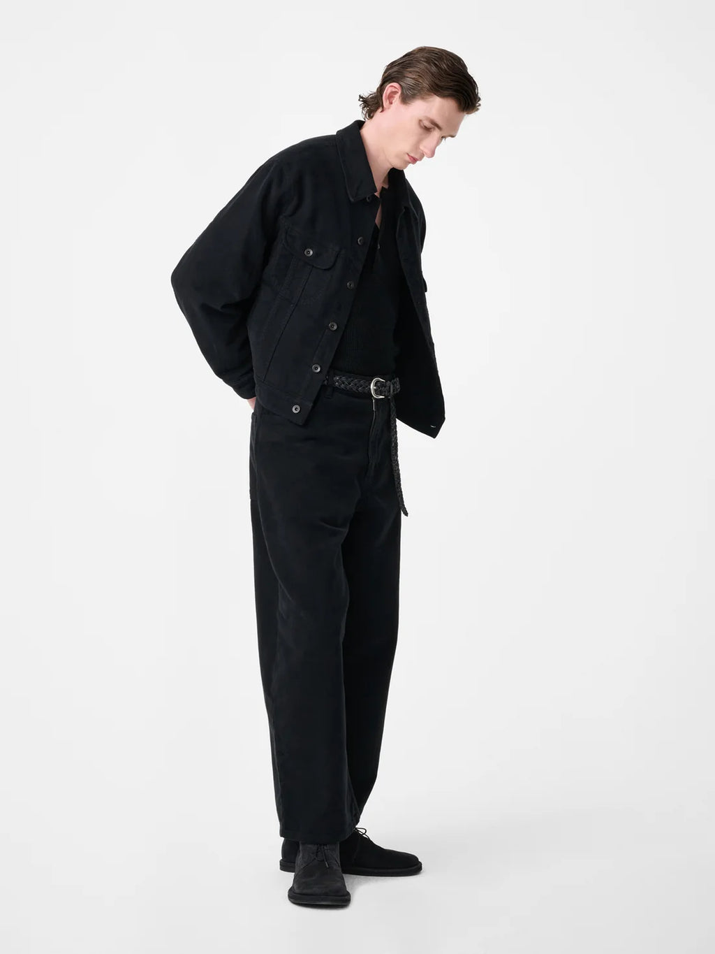 STUDIO NICHOLSON - Paolo Moleskin Wide Leg Pant Black