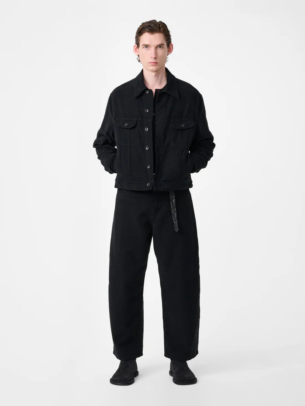 STUDIO NICHOLSON - Paolo Moleskin Wide Leg Pant Black