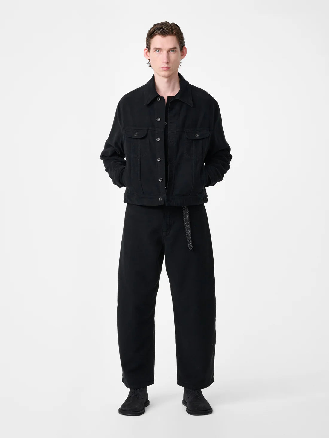 STUDIO NICHOLSON - Paolo Moleskin Wide Leg Pant Black