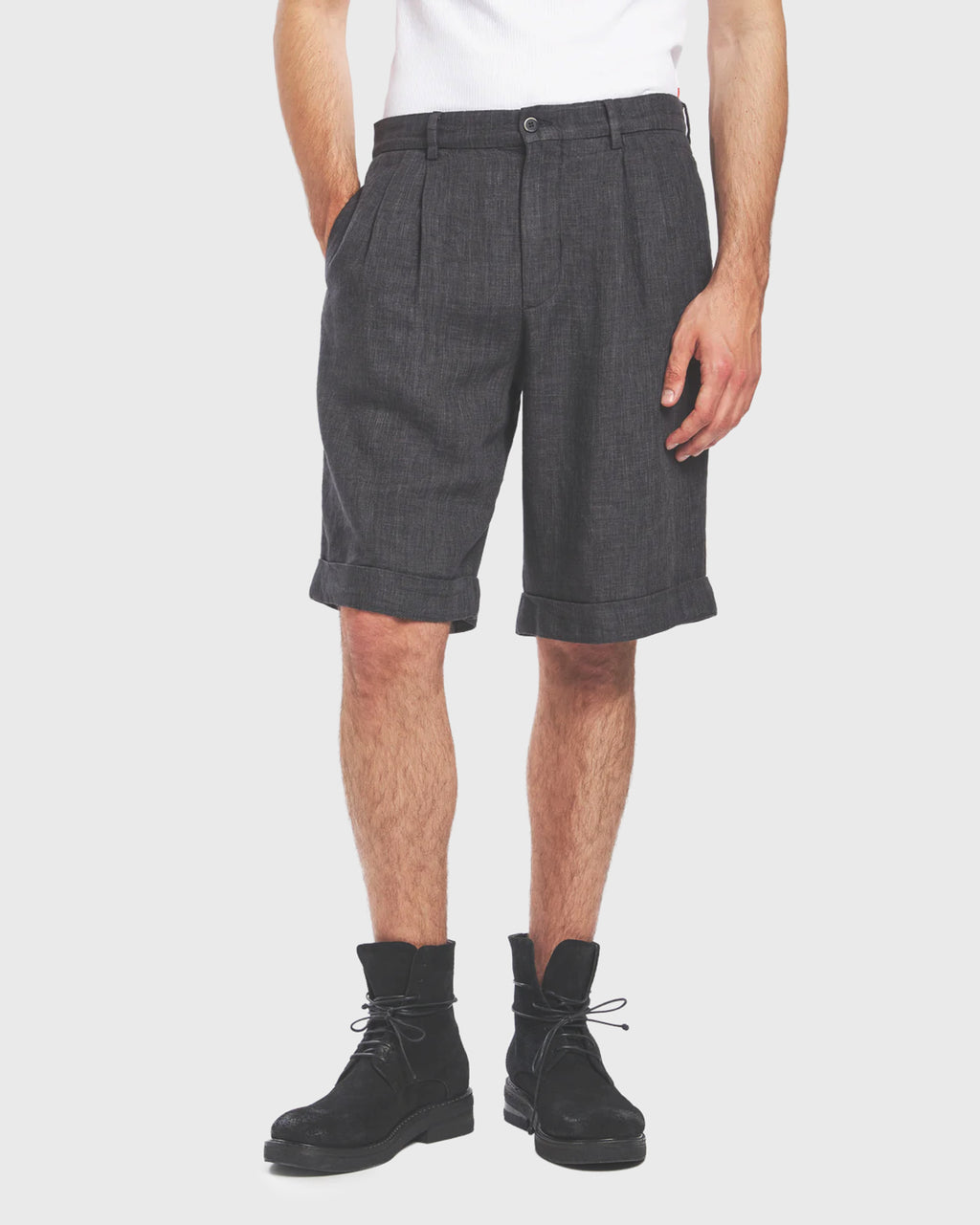 BARENA - Shorts scandola piombo