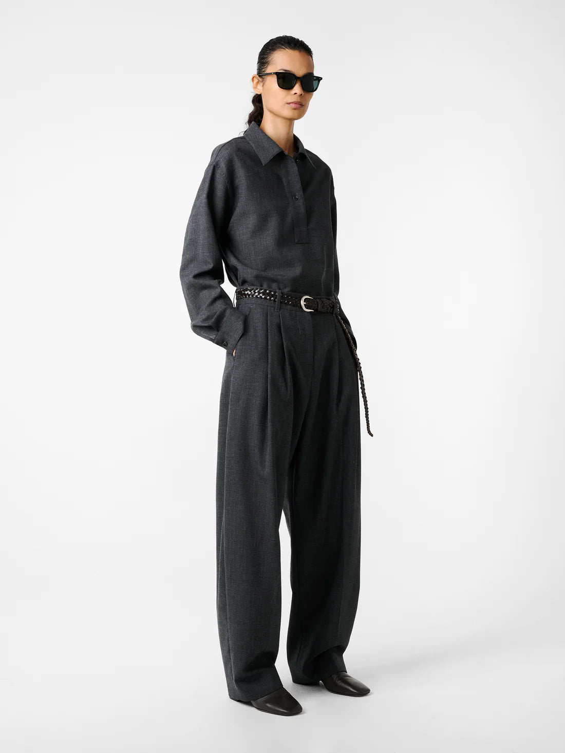 STUDIO NICHOLSON - Shirt pinole slate melange STUDIO NICHOLSON
