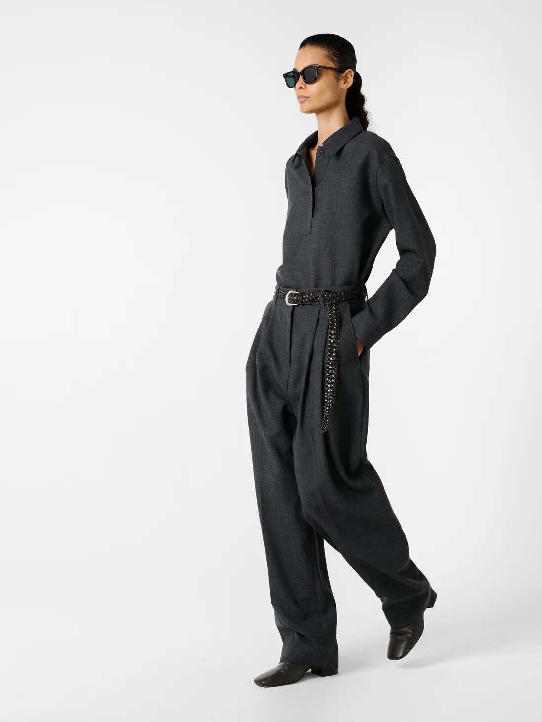 STUDIO NICHOLSON - Shirt pinole slate melange STUDIO NICHOLSON