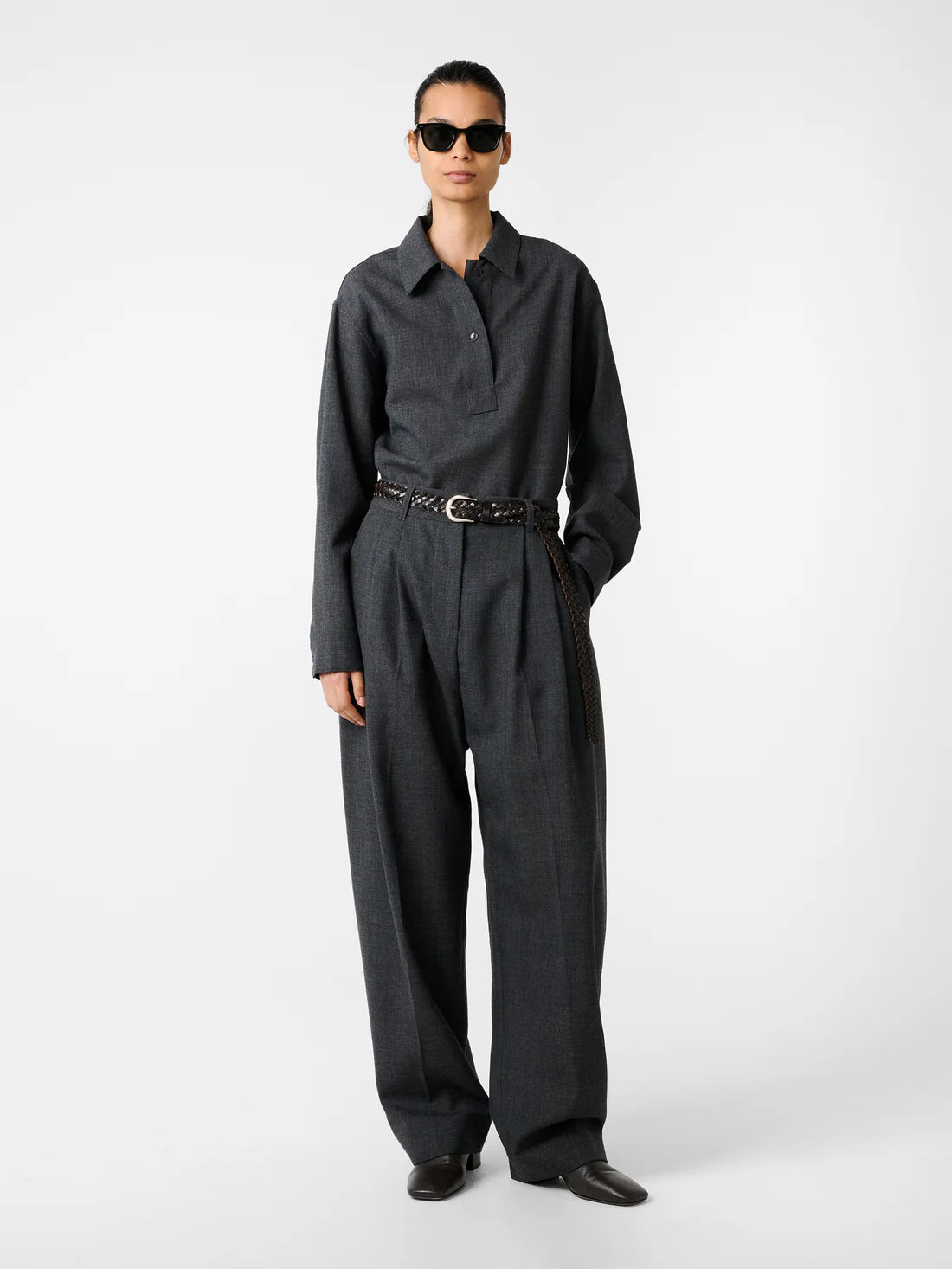 STUDIO NICHOLSON - Shirt pinole slate melange STUDIO NICHOLSON