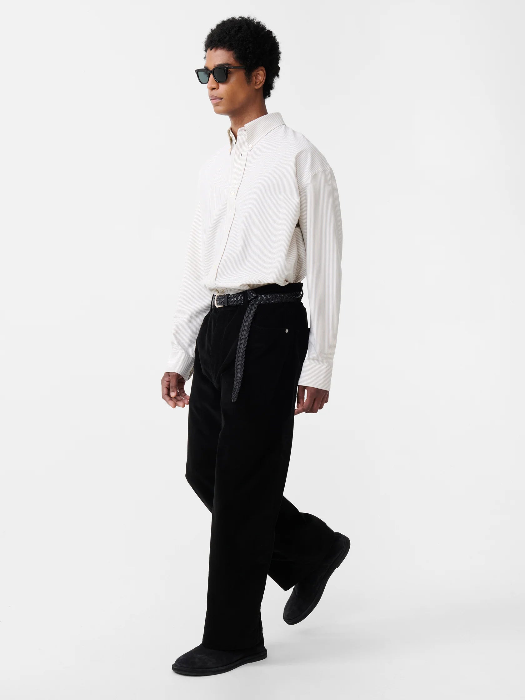 STUDIO NICHOLSON - Shirt ruskin khaki stripe STUDIO NICHOLSON