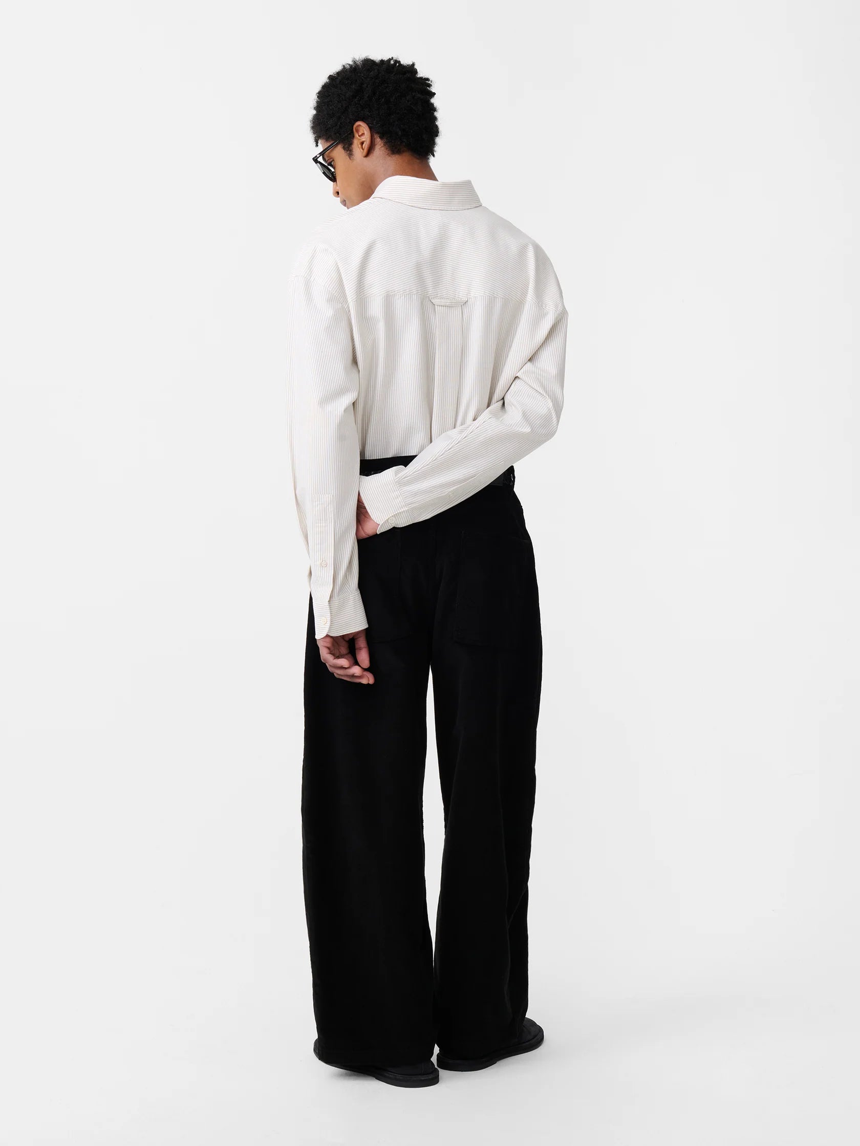 STUDIO NICHOLSON - Shirt ruskin khaki stripe STUDIO NICHOLSON