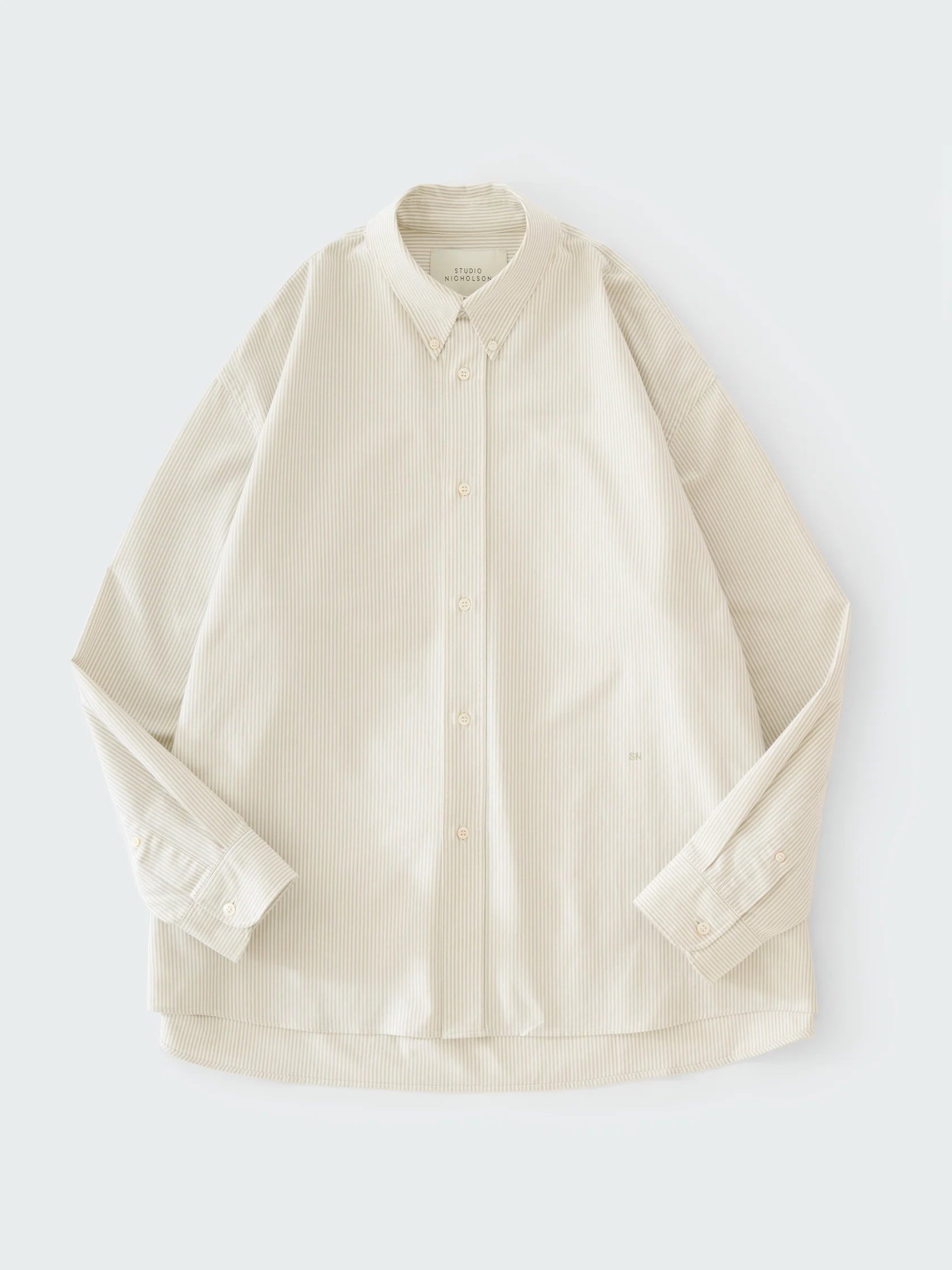 STUDIO NICHOLSON - Shirt ruskin khaki stripe STUDIO NICHOLSON
