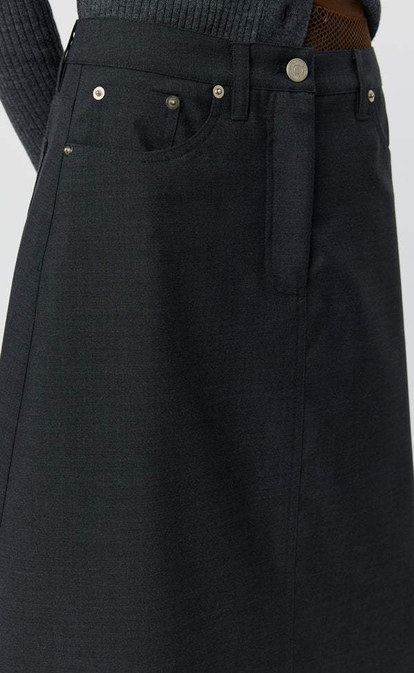 MFPEN - Rivet vent skirt Dark grey dry wool