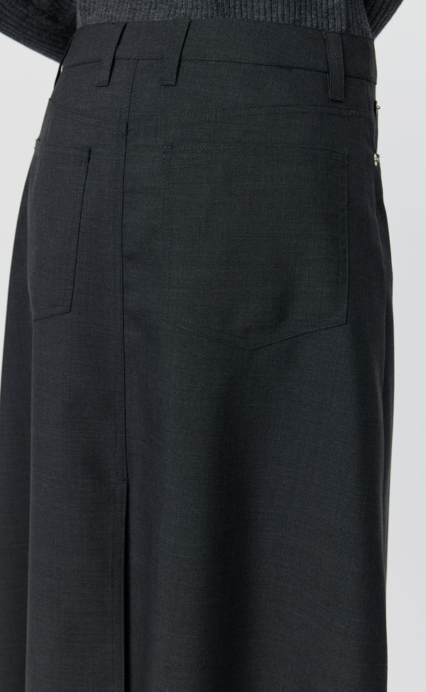 MFPEN - Rivet vent skirt Dark grey dry wool