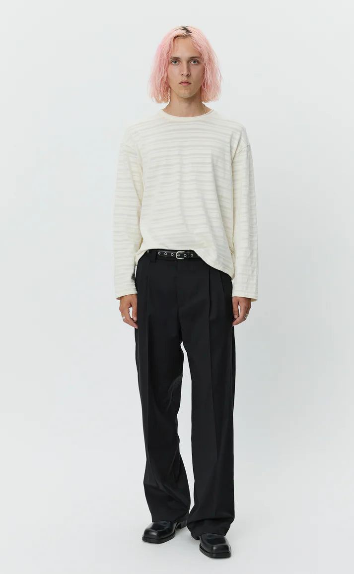 MFPEN - Round neck sweater off white stripe