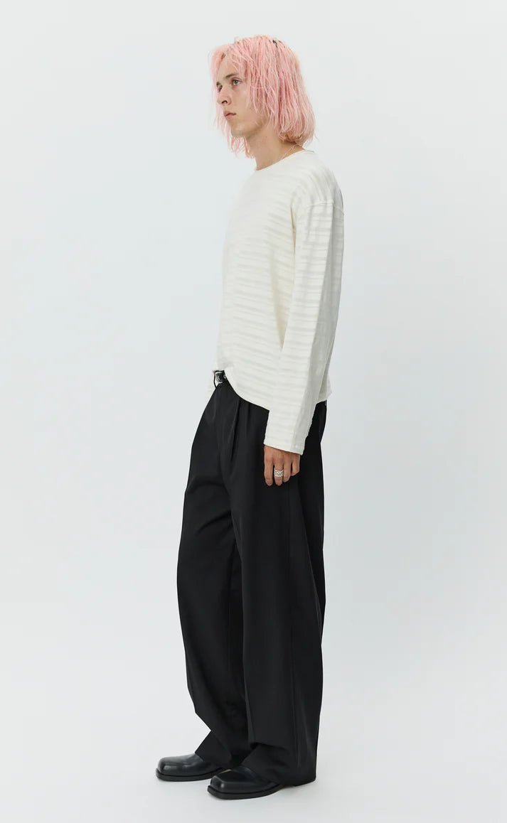 MFPEN - Round neck sweater off white stripe